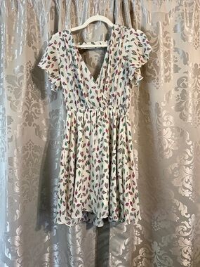 ice cream dress forever 21 Forever 21 Dress Womens Small White Ice Cream Print Flutter Sleeve Summer